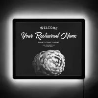 Black and White Artichoke Farm to Table Restaurant LED Sign