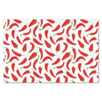 Red Chilli Pepper Pattern on White Tissue Paper