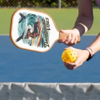 Majestic Dachshund Dog Catching a Wave Surfing Pickleball Paddle