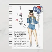 USA themed Girl Graduation Party Invitation