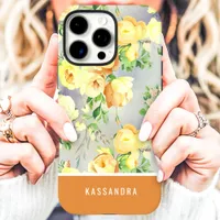 Yellow and Mustard Custom Name Floral  iPhone 16 Pro Max Case