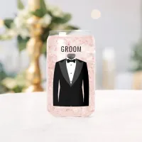 Groom's Name Black Tuxedo Wedding Date Can Glass