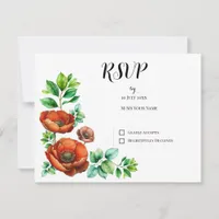 Thumbnail for Sublime Watercolor Red Poppies in Vintage Style RSVP Card