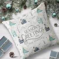 Cozy Home Christmas Teal ID985 Throw Pillow