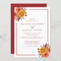 Rustic Fall Floral Autumn Wedding Invitation