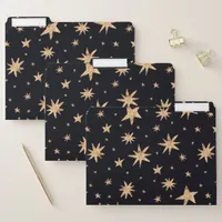 Gold Stars Navy Sky Trendy Starry Pattern File Folder