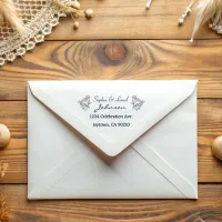 Simple Elegant Flowers Wedding Return Address Rubber Stamp