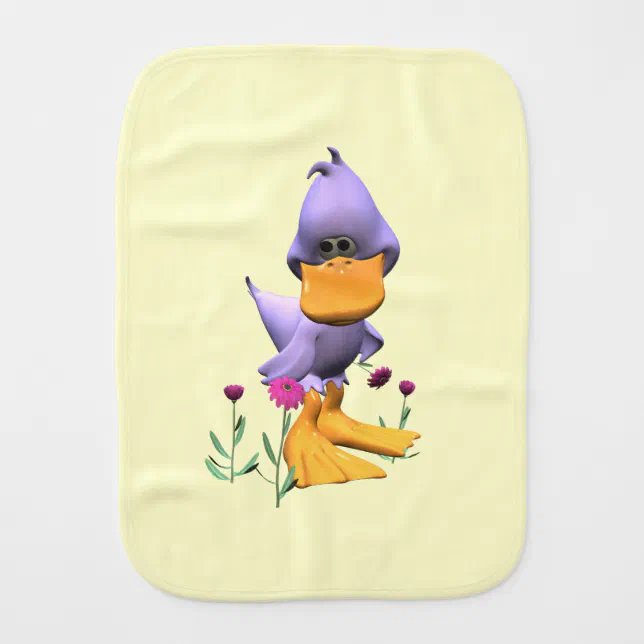 Cute and Shy Purple Cartoon Duck Burp Cloth