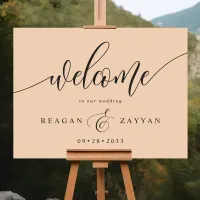 Soft Peach Calligraphy Wedding Welcome Foam Board