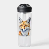 Oh, For Fox Sake! Funny Watercolor Fox Quote Water Bottle