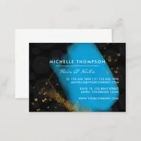 Blue and Gold Brushstrokes Square Business Card