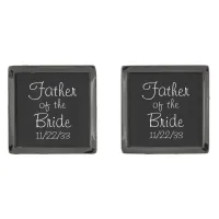 Black and White Father of the Bride Gunmetal Finish Cufflinks