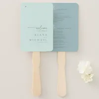 Simply Chic Wedding Welcome Program Teal ID1046 Hand Fan