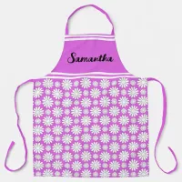 Any Name Cute Floral Daisy Pattern All-Over Print Apron