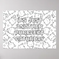 Cute Cats and Polka Dots Large Coloring Poster