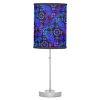 Hippie Retro Groovy Pattern Blue Purple Aesthetic Table Lamp