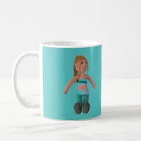 Mug - Girl Doll on Aqua Background