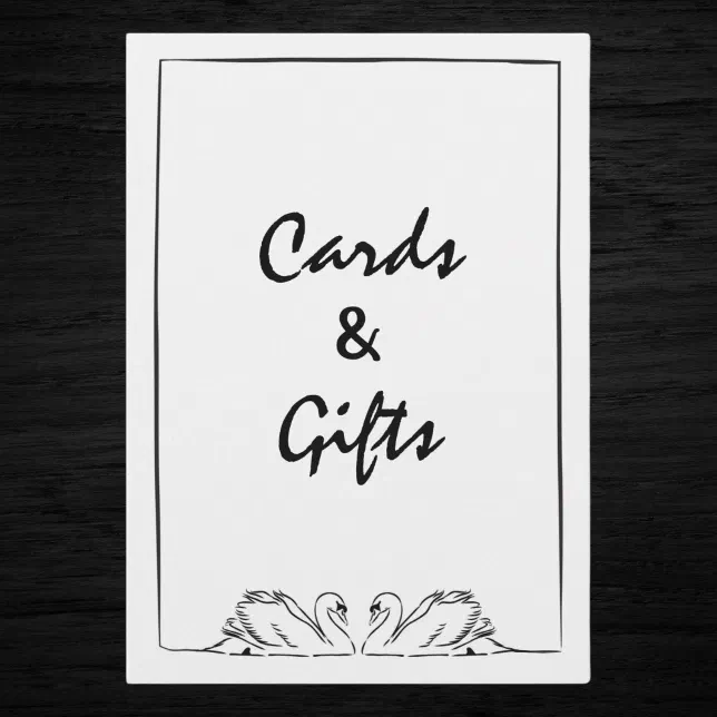 Timeless Hand Drawn Swan Cards and Gifts Sign