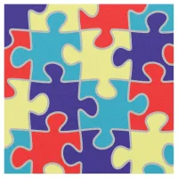 Autism Awareness ASD Aspergers Puzzle Pattern Fabric