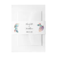 Ethereal Beauty Soft Tone Whimsical Pastel Leaves Invitation Belly Band