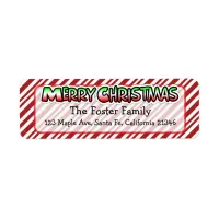 Merry Christmas Candy Cane Stripes Whimsical Label