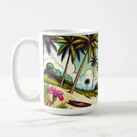Pretty Comic Book Style Tropical Paradise Coffee Mug