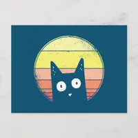 Retro Sunset Cat Postcard