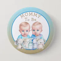 Twin Boy's Baby Shower Mommy To Be Button