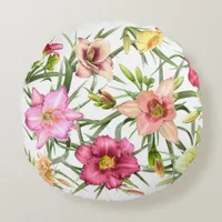 Daylilies All Over Round Pillow