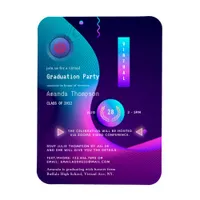 Retro Geometric Virtual Graduation Party Magnet