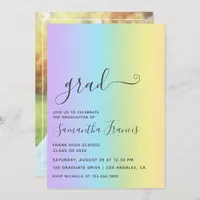 Pastel Rainbow Ombre Graduation Party Photo Invitation