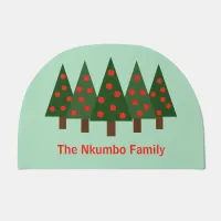 Simple Shapes Christmas Forest Personalized Doormat