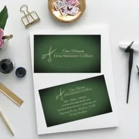 Minimal Hair Salon Olive Green & Gold Professional Business Card