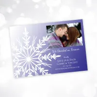 White Snowflake on Purple Winter Wedding Save The Date