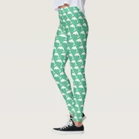 Turquoise Blue and White Dolphin Patterned Sealife Leggings