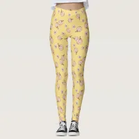 Summer Spring Peach Yellow Trendy Cute Fun Retro Leggings