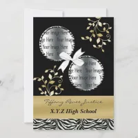 chic gold double photo Graduation Invitation