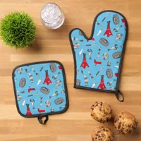 Mechanic Auto Technician Fun Colorful Oven Mitt & Pot Holder Set