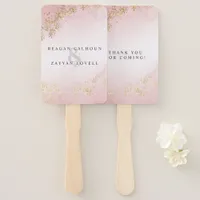 Modern Luxe Gold Flecks Blush Pink Mist Wedding Hand Fan