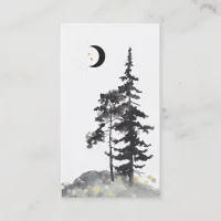 *~*  Crescent Moon Trees Black Gold Stars Glitter Business Card