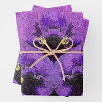 Purple pansies, abstract painting, floral art    wrapping paper sheets