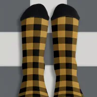 Ochre and Black Buffalo Plaid Socks