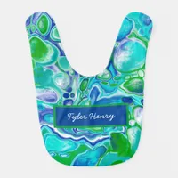 Personalized Blue and Green Baby boy's Name    Baby Bib