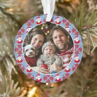 Family's First Christmas 1 Photo Santa Poinsettia Ornament