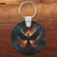 Phoenix Bird Rising with Flames Keychain