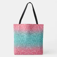 Pink Blue Ombre Glitter Tote Bag