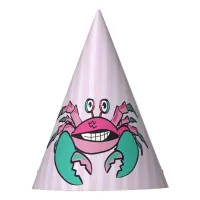 Happy Birthday Pink and Teal Crab Birthday Hat