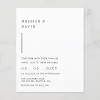 Budget Simple Modern Black Wedding Invitation