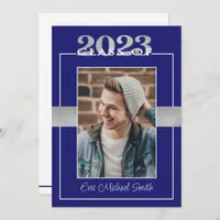 Class of 2023 Blue & Silver Graduation Party Invitation