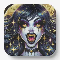 Comic Book Style Vampire Halloween Party  Paper Plates